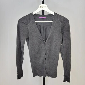 Smart Set Button Front Cardigan, Grey, Size Small